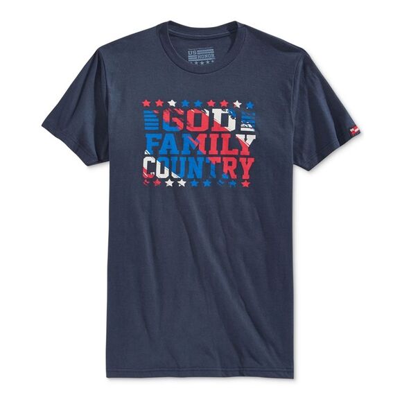 US Honor Mens God Family Country Graphic T-Shirt, Blue, NWT - Picture 1 of 1